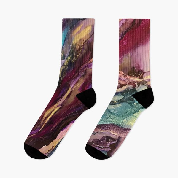 Item preview, Agate Slices - Alcohol Ink artwork with magenta, purple, teal, gold, white designed and sold by NessaLovell.