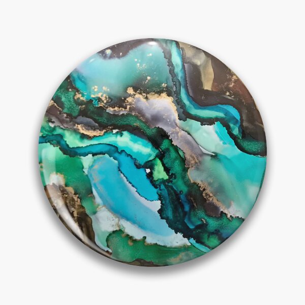 Item preview, Mermaid Hair - Alcohol ink artwork with greens, blues, browns and gold designed and sold by NessaLovell.