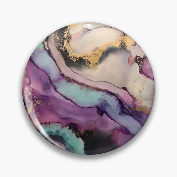 Item preview, Ego - Alcohol ink artwork with grey, purple, pink, aqua, gold, white designed and sold by NessaLovell.