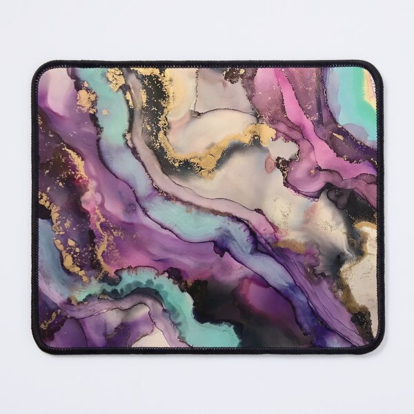 Item preview, Ego - Alcohol ink artwork with grey, purple, pink, aqua, gold, white designed and sold by NessaLovell.