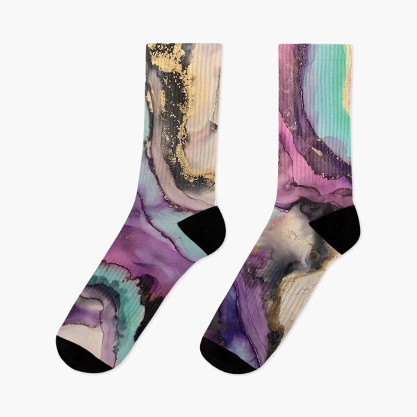 Item preview, Ego - Alcohol ink artwork with grey, purple, pink, aqua, gold, white designed and sold by NessaLovell.