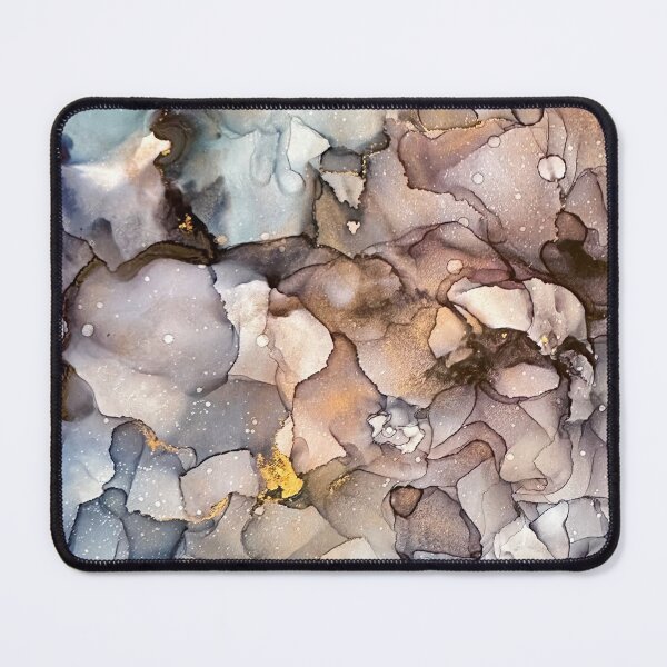 Item preview, Safe - alcohol ink artworks with blues, mushroom and gold designed and sold by NessaLovell.