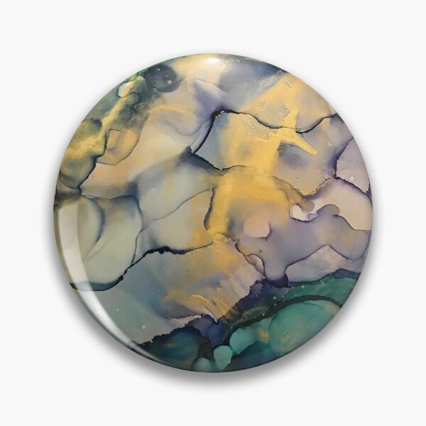 Item preview, Hope - Alcohol ink artworks with blues, teal, gold designed and sold by NessaLovell.