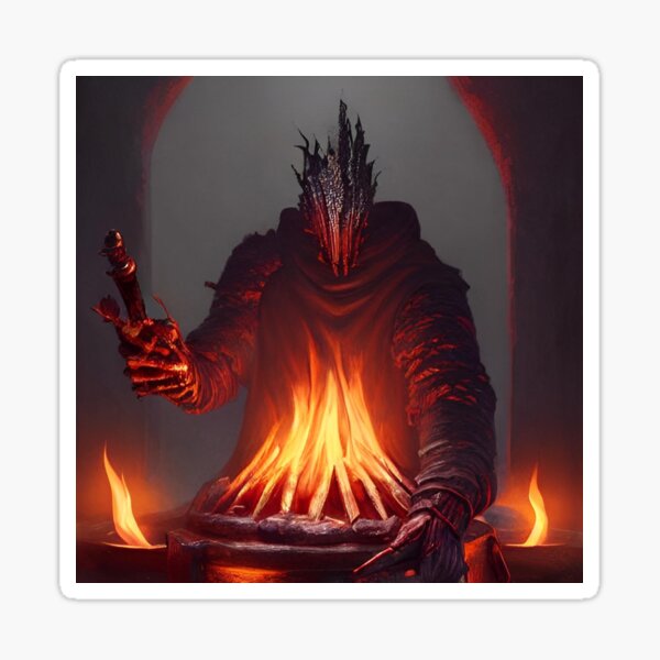 Dämon, der über Lagerfeuer steht Sticker