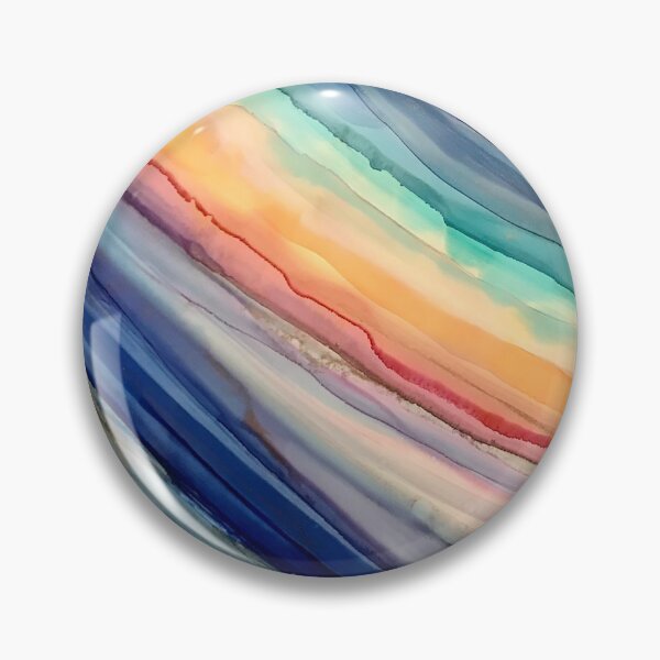 Item preview, Beach Day - Alcohol ink artworks with blues, peach, white, gold designed and sold by NessaLovell.