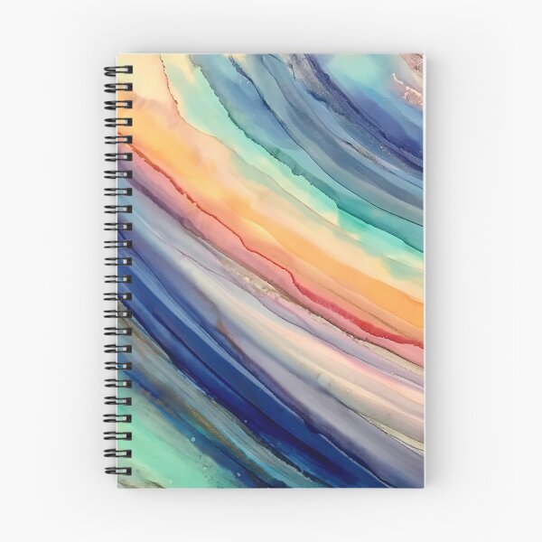 Item preview, Beach Day - Alcohol ink artworks with blues, peach, white, gold designed and sold by NessaLovell.