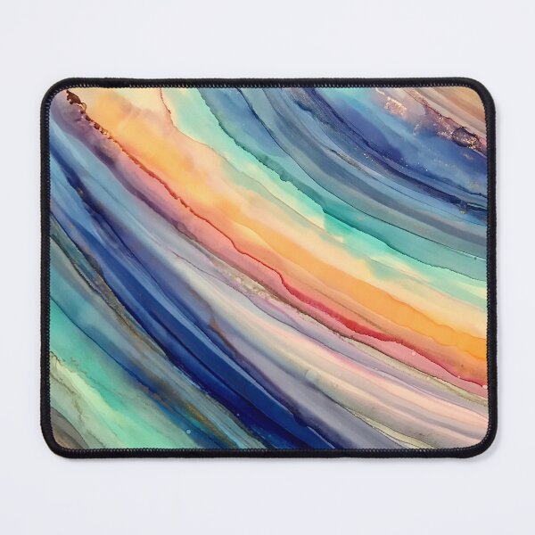 Item preview, Beach Day - Alcohol ink artworks with blues, peach, white, gold designed and sold by NessaLovell.