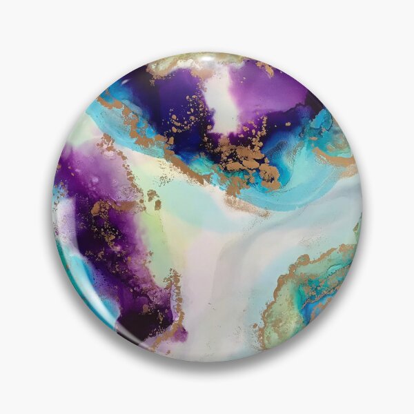 Item preview, Fluorite - alcohol ink artwork with purple, aqua, gold and white designed and sold by NessaLovell.