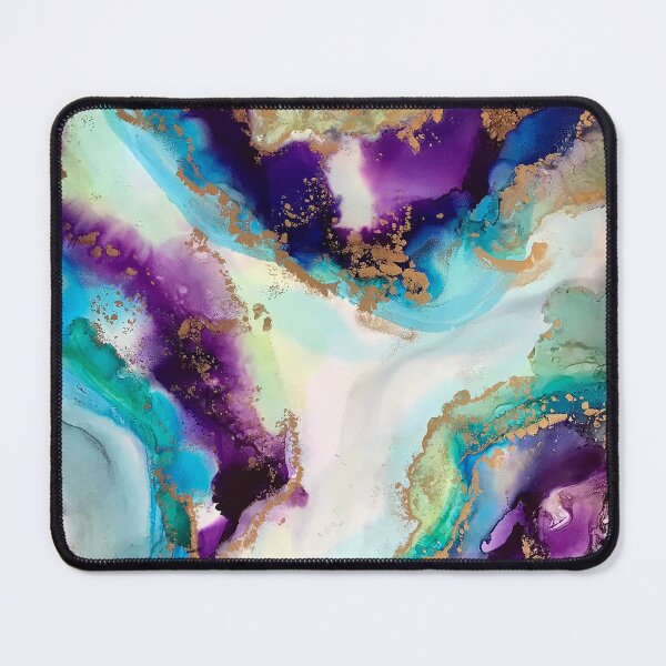 Item preview, Fluorite - alcohol ink artwork with purple, aqua, gold and white designed and sold by NessaLovell.