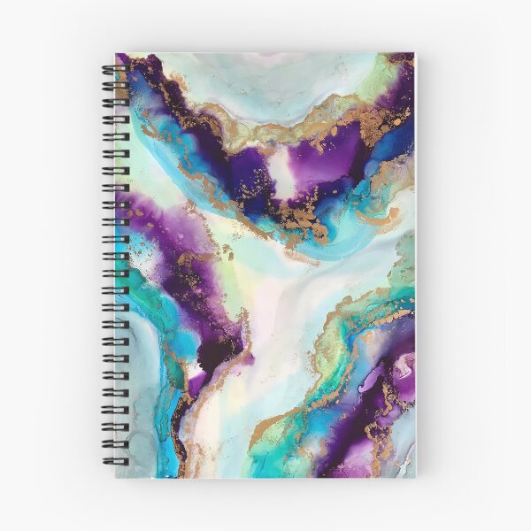 Item preview, Fluorite - alcohol ink artwork with purple, aqua, gold and white designed and sold by NessaLovell.