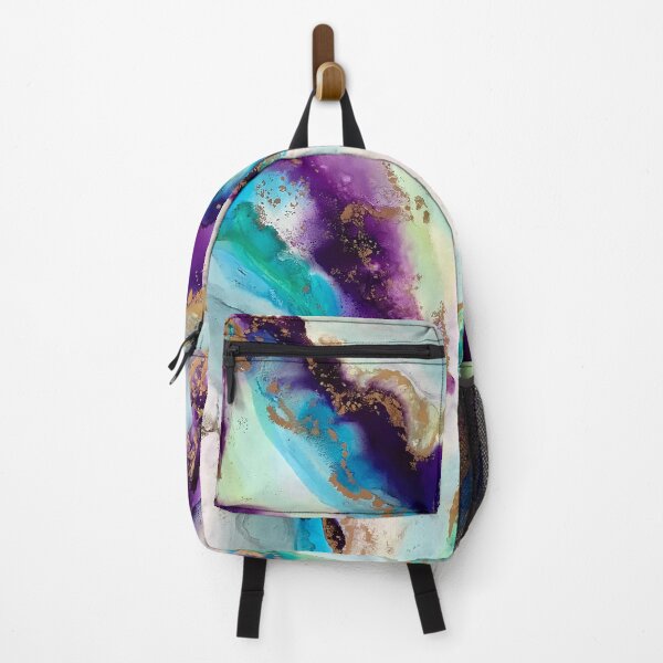 Item preview, Fluorite - alcohol ink artwork with purple, aqua, gold and white designed and sold by NessaLovell.