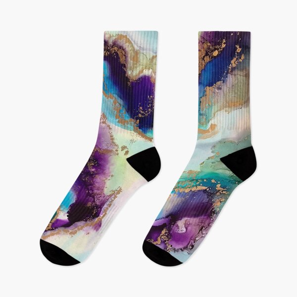 Item preview, Fluorite - alcohol ink artwork with purple, aqua, gold and white designed and sold by NessaLovell.