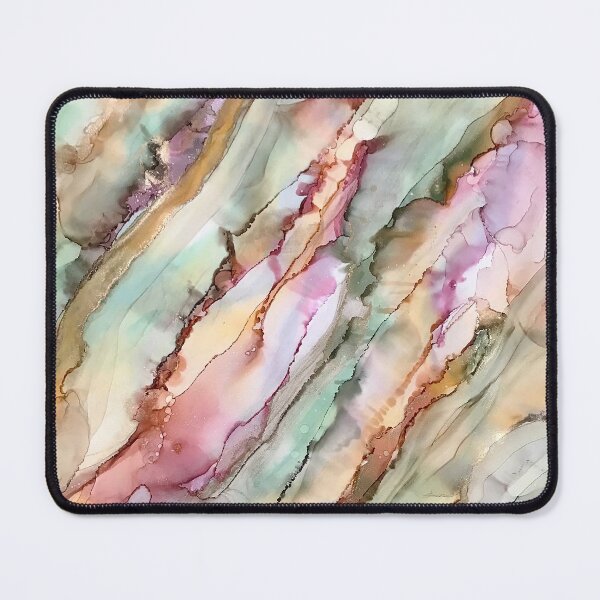 Item preview, Calm - alcohol ink artwork with moss, peach, pink and gold designed and sold by NessaLovell.