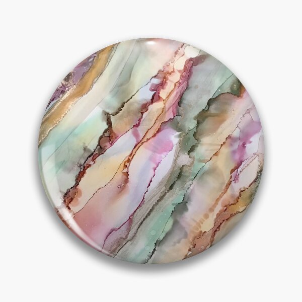 Item preview, Calm - alcohol ink artwork with moss, peach, pink and gold designed and sold by NessaLovell.