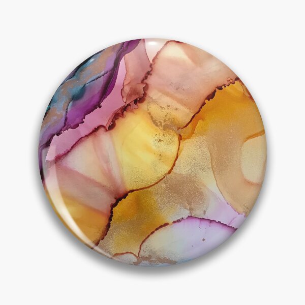 Item preview, Self Worth - alcohol ink artwork with yellow, pink, teal, gold designed and sold by NessaLovell.