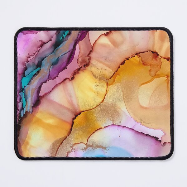 Item preview, Self Worth - alcohol ink artwork with yellow, pink, teal, gold designed and sold by NessaLovell.