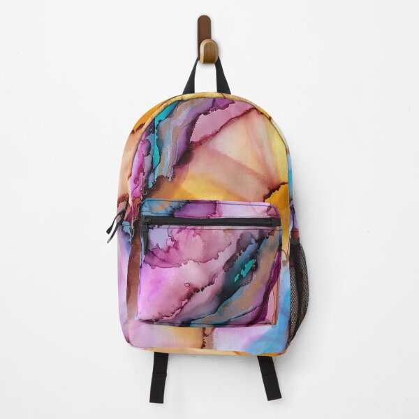Item preview, Self Worth - alcohol ink artwork with yellow, pink, teal, gold designed and sold by NessaLovell.