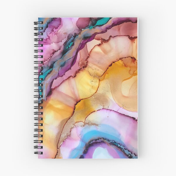 Item preview, Self Worth - alcohol ink artwork with yellow, pink, teal, gold designed and sold by NessaLovell.