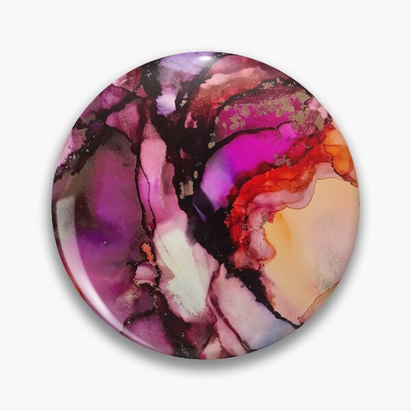 Item preview, Grounding - alcohol ink artwork with violet, peach, magenta, grey, gold designed and sold by NessaLovell.