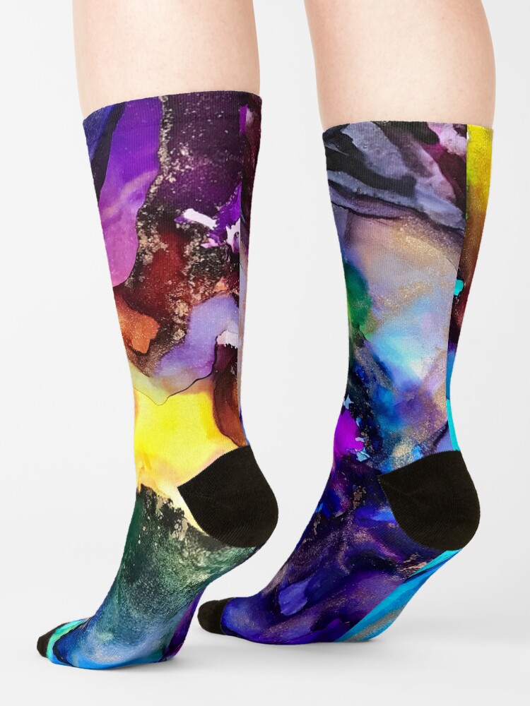Alternate view of Chakra Art - alcohol ink artwork rainbows Socks