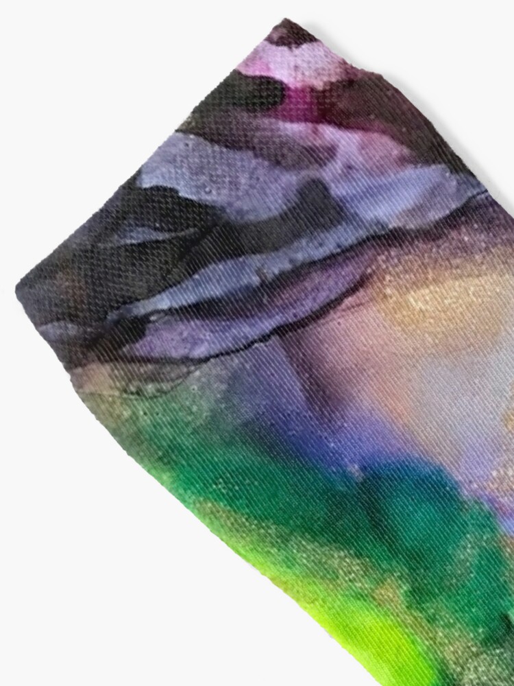 Alternate view of Chakra Art - alcohol ink artwork rainbows Socks