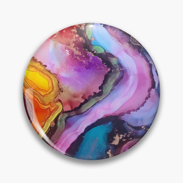 Item preview, Celebrate You - Alcohol ink artwork with purple, yellow, teal, coral designed and sold by NessaLovell.