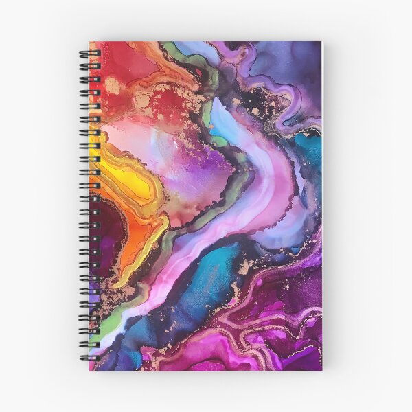 Item preview, Celebrate You - Alcohol ink artwork with purple, yellow, teal, coral designed and sold by NessaLovell.