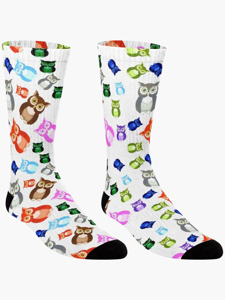 Thumbnail 3 of 5, Socks, Colorful Owl Pattern designed and sold by Rell1970.