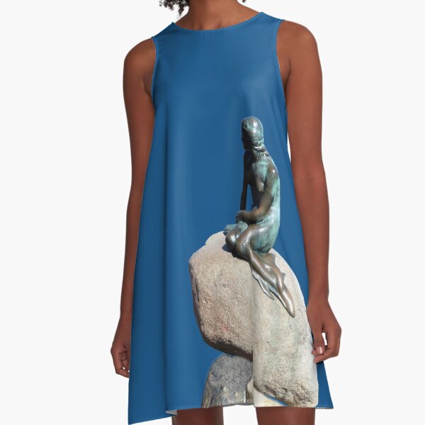 Little Mermaid Statue in Copenhagen A-Line Dress