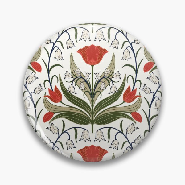 Item preview, Vintage Tulips And Bluebells - Red and White designed and sold by FloraDayDesign.