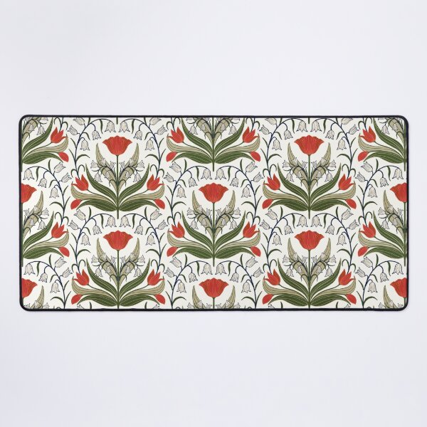 Item preview, Vintage Tulips And Bluebells - Red and White designed and sold by FloraDayDesign.