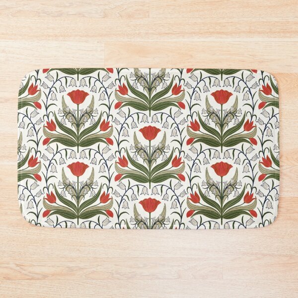 Item preview, Vintage Tulips And Bluebells - Red and White designed and sold by FloraDayDesign.