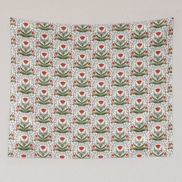 Item preview, Vintage Tulips And Bluebells - Red and White designed and sold by FloraDayDesign.