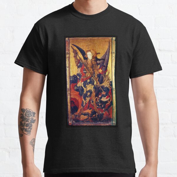 Saint Michael Archangel Vanquishing the Devil as Medieval Knight Classic T-Shirt