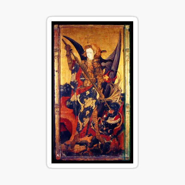 Item preview, Saint Michael Archangel Vanquishing the Devil as Medieval Knight designed and sold by BulganLumini.