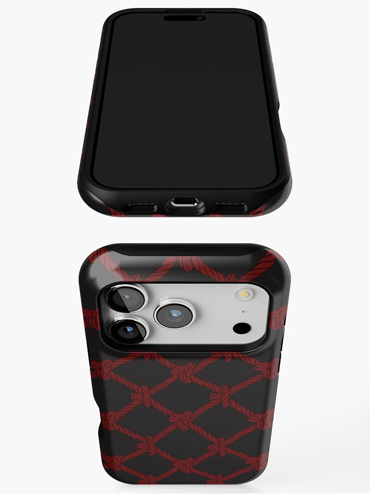 Thumbnail 3 of 4, iPhone Case, Red Nautical Net Rope designed and sold by CreativeDraws42.