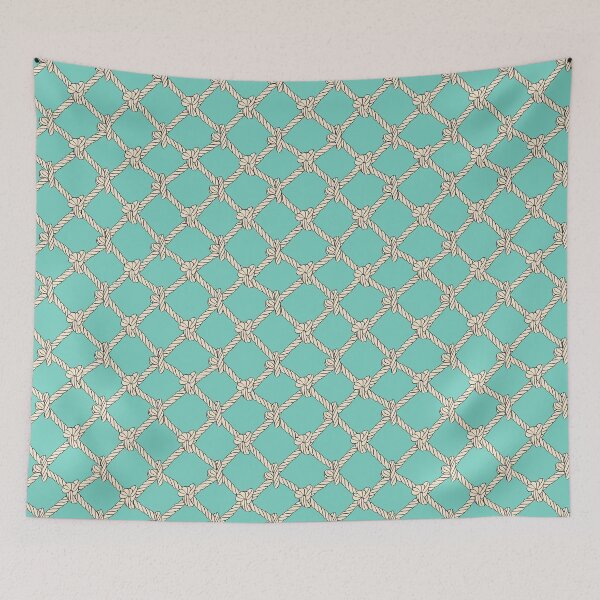 Item preview, Beige on Aqua Nautical Net Rope designed and sold by CreativeDraws42.