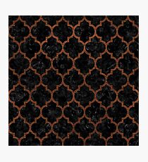 TILE1 BLACK MARBLE & DULL BROWN LEATHER (R) Photographic Print