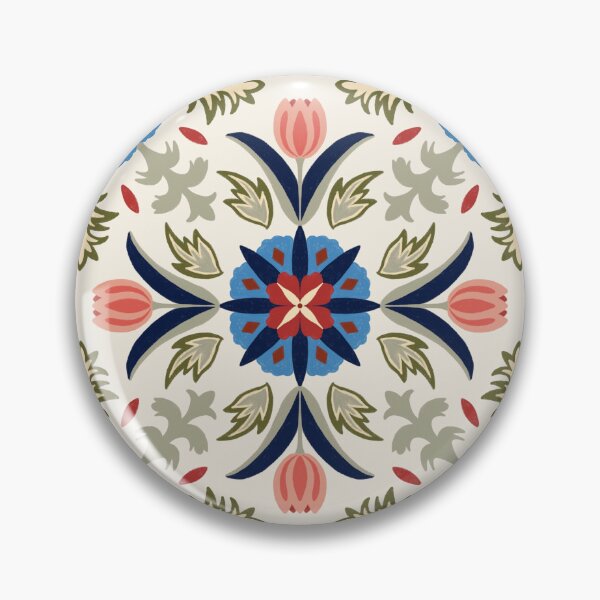 Item preview, Vintage Floral Tile - Green And Blue designed and sold by FloraDayDesign.
