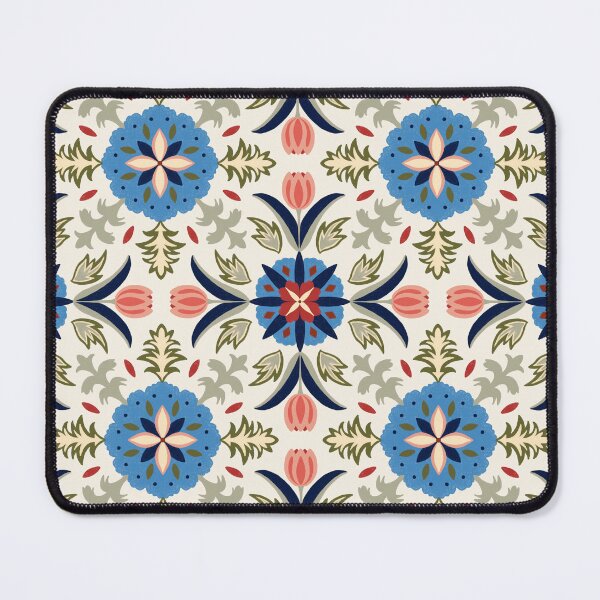 Item preview, Vintage Floral Tile - Green And Blue designed and sold by FloraDayDesign.