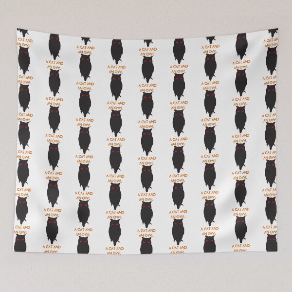 Item preview, A cat and an owl (black 2)   designed and sold by REVERate323.