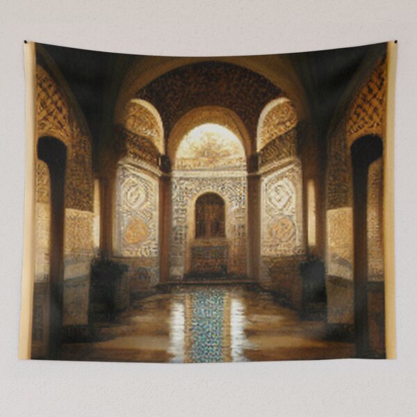 Item preview, Painting of Al-Hamra Palace /castle and ancient Arab Islamic architecture designed and sold by MaissaArt.