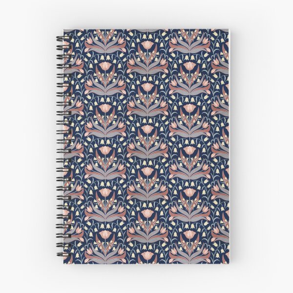 Item preview, Vintage Tulips And Bluebells - Dark Blue and Pink designed and sold by FloraDayDesign.