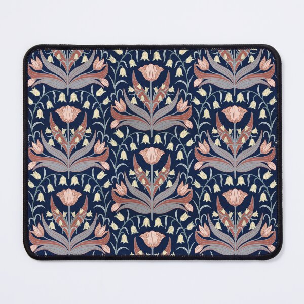 Item preview, Vintage Tulips And Bluebells - Dark Blue and Pink designed and sold by FloraDayDesign.