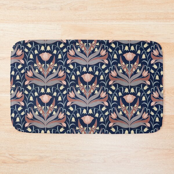 Item preview, Vintage Tulips And Bluebells - Dark Blue and Pink designed and sold by FloraDayDesign.