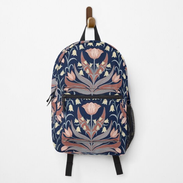 Item preview, Vintage Tulips And Bluebells - Dark Blue and Pink designed and sold by FloraDayDesign.