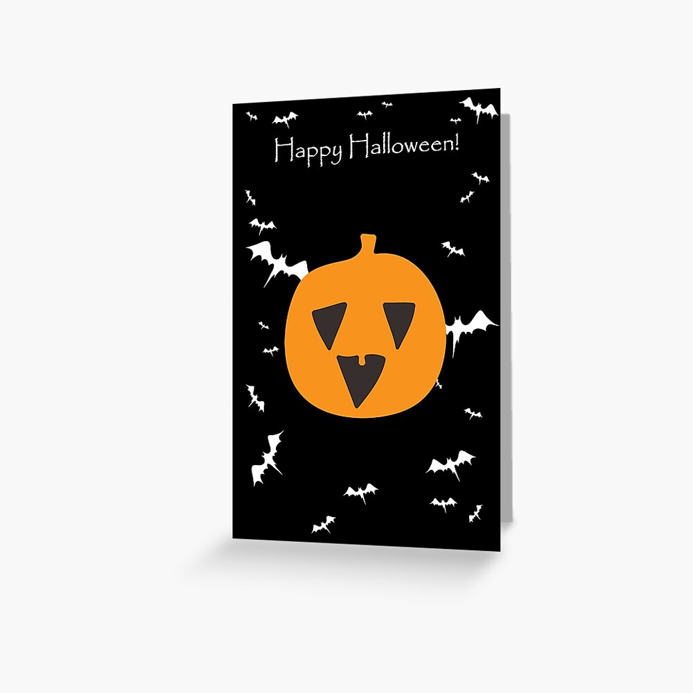 Happy Halloween Cute Tiny Happy Pumpkin Greeting Card By Saradaboru Redbubble