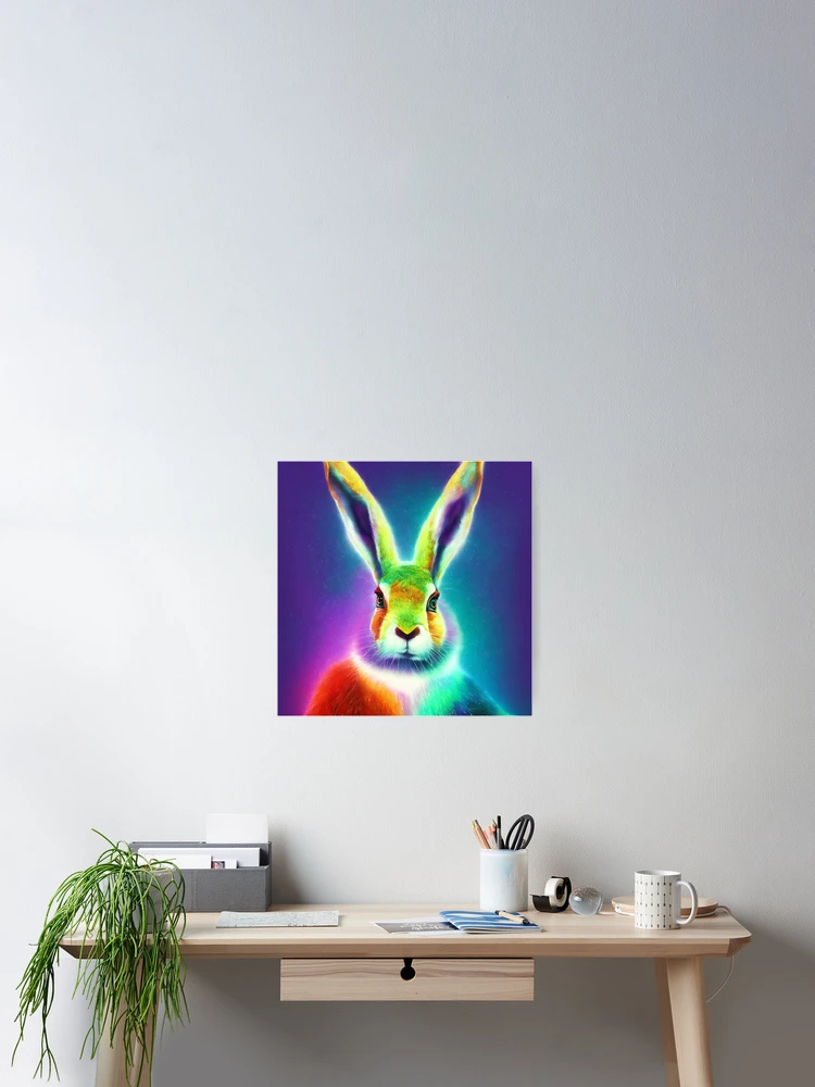 Thumbnail 2 of 3, Poster, Rainbow Rabbit designed and sold by DrawItOnce.