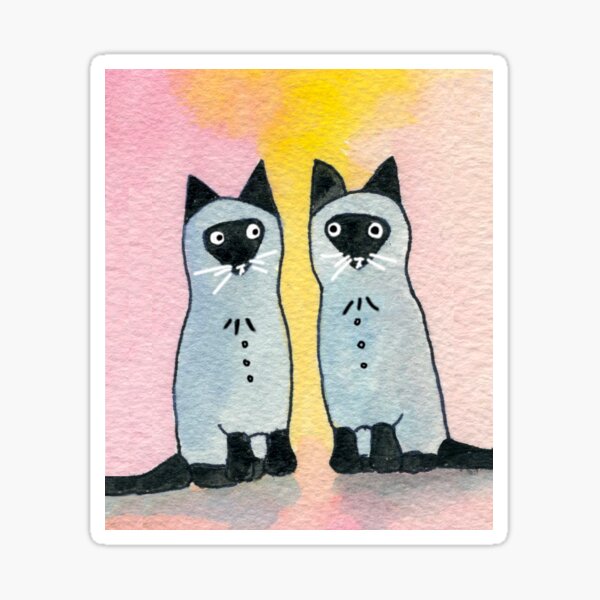Twin Siamese Cats watercolor Sticker