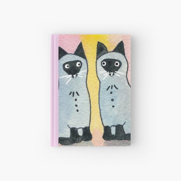 Twin Siamese Cats watercolor Hardcover Journal